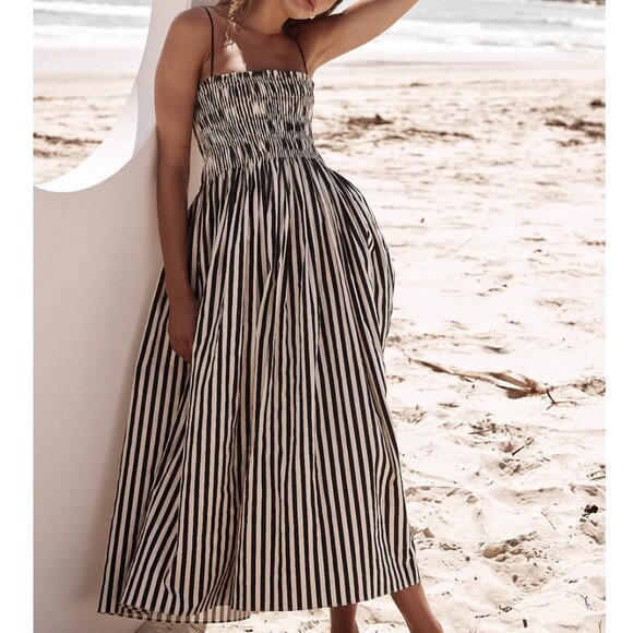 Striped Black and White Maxi Dress - Picture 2 of 10